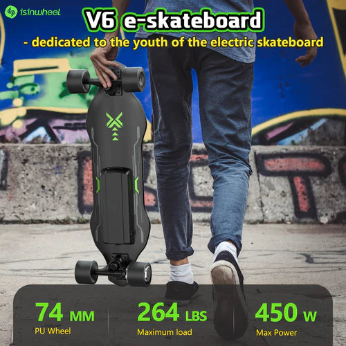 isinwheel V6 Electric Skateboard with Remote Control isinwheel V6 Electric Skateboard with Remote Control
