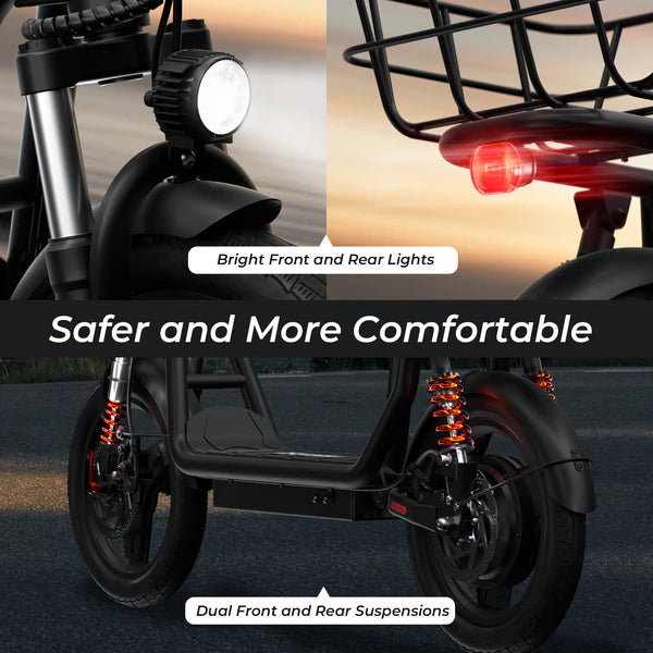 iScooter i14 800W Electric Scooter with Seat & Basket for Adults iScooter i14 800W Electric Scooter with Seat & Basket for Adults