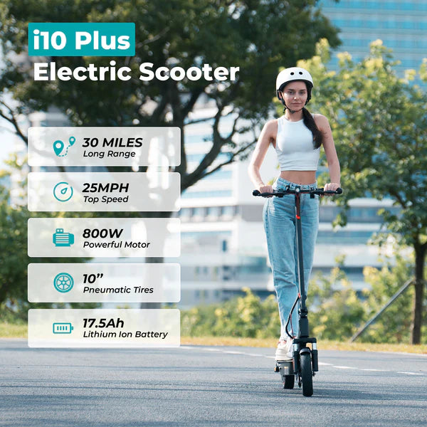 iScooter i10Plus 800W Motor E Scooter Foldable with 10" Pneumatic Tires iScooter i10Plus 800W Motor E Scooter Foldable with 10" Pneumatic Tires