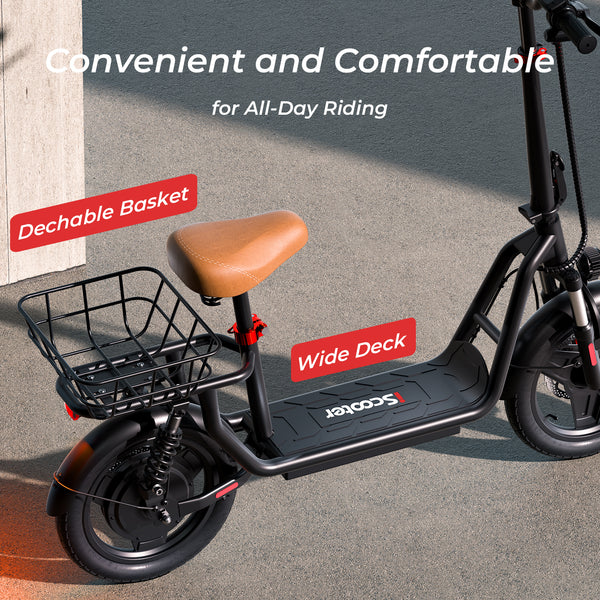 iScooter i14 800W Electric Scooter with Seat & Basket for Adults iScooter i14 800W Electric Scooter with Seat & Basket for Adults