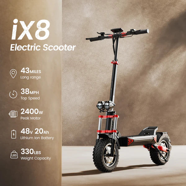 iScooter iX8 Off-Road Tires Electric Scooter for Adults 2400W Dual Motor Up to 38MPH iScooter iX8 Off-Road Tires Electric Scooter for Adults 2400W Dual Motor Up to 38MPH