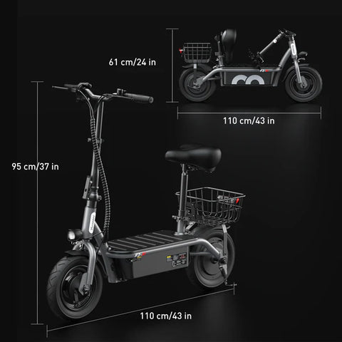 iScooter F2 Electric Scooter with Seat 10" Pneumatic Tire