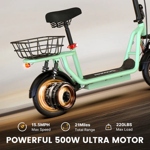 iScooter i12 500W Electric Scooter With Seat & Carry Basket