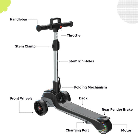iScooter iK2 3-Wheel Electric Scooter Adjustable Height for Kids Ages 3-8 Unique Gift