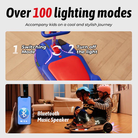 iScooter TC3 Electric Wiggle Car 4 in 1 Ride on Toy 3 Speed Modes For Ages 3+ with Lithium Rechargeable Battery＆Pull Rope