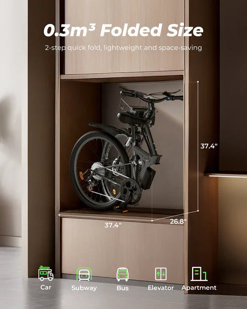 isinwheel M40 Folding Electric Bike with Basket