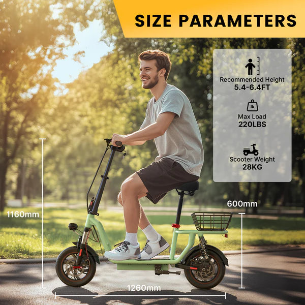 iScooter i12 500W Electric Scooter With Seat & Carry Basket