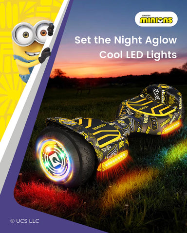 Gyroor G13 Minions Edition Off Road Hoverboard 500W with Led Lights and Bluetooth for Kids Aged 6-12
