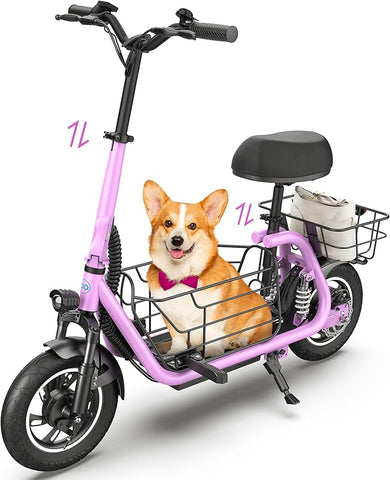 Gyroor C1 Pro Foldable Electric Scooter For Adults With Seat and Basket