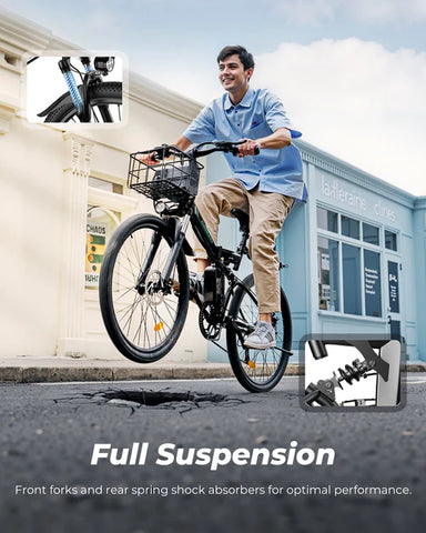isinwheel M40 Folding Electric Bike with Basket
