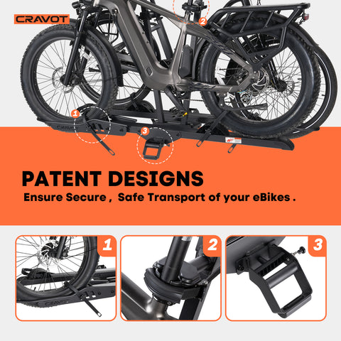 CRAVOT CyberRack E2 PLUS Hitch Bike Rack with Loading Ramp