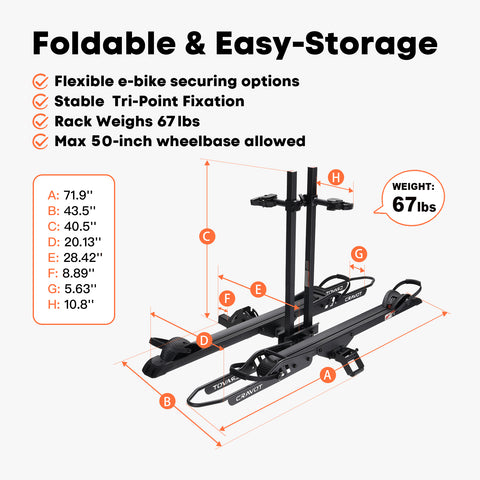 CRAVOT CyberRack E2 PLUS Hitch Bike Rack with Loading Ramp