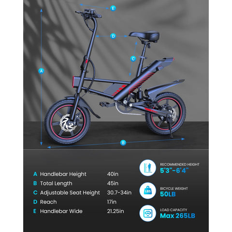 Gyroor C3 Electric Bike 700W with 14" Tires
