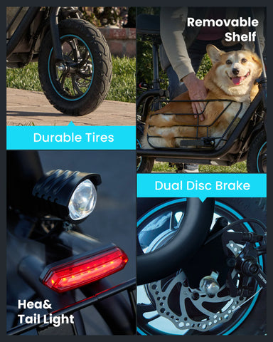 Gyroor C1S Electric Scooter 800W – Front & Rear Baskets
