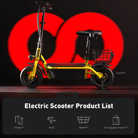 iScooter F2 Electric Scooter with Seat 10" Pneumatic Tire