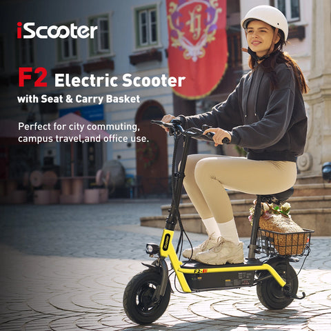 iScooter F2 Electric Scooter with Seat 10" Pneumatic Tire